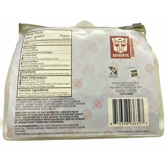 Transformers Hand Soap Lip Balm w/ Carry Case Gift Set Kit 4 Pieces - Picture 2 of 2